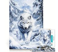 White Wolf in Winter Jigsaw Puzzles for Adults 1000 Mind Boost Game Uniform Size Precise Pieces Travel-friendly Brain Game Gift (50x75cm)