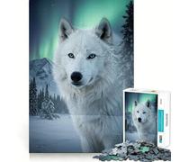 White Wolf in Winter Landscape Jigsaw 1000 Pieces Focus Building Toy Zero Gap Rewarding Activity for Rainy Days (38x52cm)