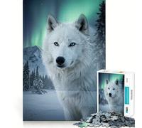 White Wolf in Winter Landscape Jigsaw Puzzles 1000 Piece for Adults Recall Fun Play Firm Fit Secure Assembly Family Fun Night Activity (50x75cm)