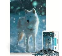 White Wolf in Winter Snow 1000 Piece Puzzle For Adults Mind Skill Play Laser Cut for Flawless Fit Rewarding Activity for Rainy Days (50x75cm)