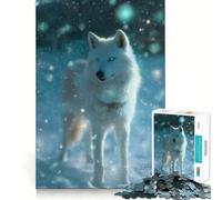 White Wolf in Winter Snow Jigsaw Puzzle 1000 Pieces Focus Building Toy Firm Fit Secure Assembly Holiday Indoor Entertainment Toy (38x52cm)