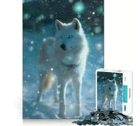 White Wolf in Winter Snow Jigsaw Puzzles 1000 Recall Fun Play Burr Free Clean Cut Pieces Portable Travel Friendly Fun Game (38x26cm)