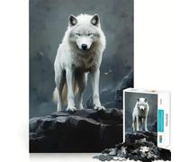 White Wolf Jigsaw Puzzle 1000 Mental Recall Game High Accuracy Cutting Craft Interactive Brain Challenge for Home (50x75cm)