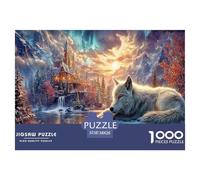 White Wolf Jigsaw Puzzles Puzzles for Adults Kids. 1000 Pieces Snow Mountain Whimsical Challenge Toy Home Decoration for Adults& Kids Age 14 Years Up 38x26cm/1000pcs