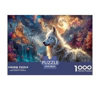 White Wolf Jigsaw Puzzles Puzzles for Adults Kids. 1000 Pieces Starry Sky Castle Great Gifts Challenge Toy Home Decoration for Gifts 38x26cm/1000pcs