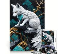 White Wolf Kintsugi 1000 Piece Jigsaw Puzzles for Teenagers Logical Skill Leisurely Pursuit Precise Join Fine Xmas Gift (38x52cm)