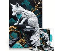 White Wolf Kintsugi Adults Puzzles 1000 Piece Jigsaws Recall Skill Fun High Precision Die Cut Easy to Learn Family Enjoyment (38x52cm)