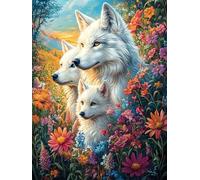 White Wolf Mother And Cub 300 Pc DIY Jigsaw Puzzle Natural Scenery Animals Puzzles for Adults Teens Hard Challenging Team Building Stress Reducing Autumn High-grade Rigid Cardboard 300 PCS
