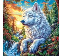 White Wolf Mountain Forest 100 Pcs Jigsaw Puzzle Bundle Family Puzzle Lovers Fun Family Game Mindful Activity Spring Gift Precision Cut Cardboard 28x28cm