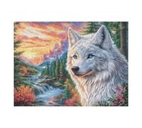 White Wolf Mountain Forest Wildlife Wild Nature Beautiful Majestic 500 Piece Jigsaw Puzzle for All Ages Valentines Day Gift Couple Activity Smooth Edges Home Decor Bonding Experience 500 PCS