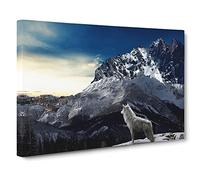 White Wolf Mountain Landscape Canvas Print | Gallery Wrapped 30mm Frame Wall Art | 20x14 inches | Ready to Hang | Modern Animals Picture | Living Room Bedroom Lounge Office