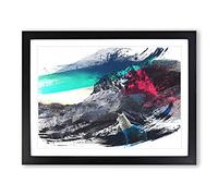 White Wolf Mountain Landscape V2 Modern Framed Print | A2 Black Framed Wall Art | Ready to Hang | Modern Animal Picture | Living Room Bedroom Lounge Office