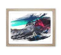 White Wolf Mountain Landscape V2 Modern Framed Print | A3 Oak Framed Wall Art | Ready to Hang | Modern Animal Picture | Living Room Bedroom Lounge Office