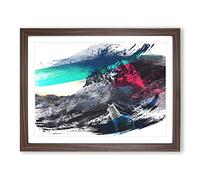 White Wolf Mountain Landscape V2 Modern Framed Print | A4 Walnut Framed Wall Art | Ready to Hang | Modern Animal Picture | Living Room Bedroom Lounge Office
