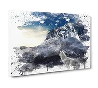 White Wolf Mountain Landscape V3 Canvas Print | Gallery Wrapped 30mm Frame Wall Art | 24x16 inches | Ready to Hang | Modern Animals Picture | Living Room Bedroom Lounge Office