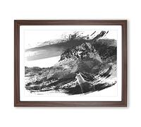 White Wolf Moutain Landscape V1 Modern Framed Wall Art Print, Ready to Hang Picture for Living Room Bedroom Home Office Décor, Walnut A4 (34 x 25 cm)