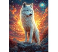 White Wolf on A Mountain 500 Pc Classic Jigsaw Puzzle Wildlife Pet Puzzle for Adults Hard Challenging Hobby Home Decor Poster Sturdy Creativity & Gift Giving 500 PCS
