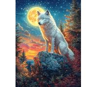 White Wolf on A Rocky Peak at Sunset 300 Piece Jigsaw Puzzle for Adults Scenery Science Fiction Jigsaw Afternoon Tea Companion Brainteaser Perfect Holiday Present Stylish Home Decor 300 PCS
