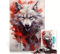 White Wolf Painting Adults Puzzles 1000 Piece Jigsaws Recall Skill Fun High Precision Die Cut Easy to Learn Family Enjoyment (38x52cm)