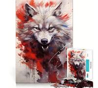 White Wolf Painting Jigsaws for Adults1000 Pieces Brain Memory Game Fine Cut Premium Finishing Engaging Way to Pass Free Hours (50x75cm)