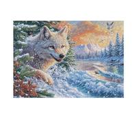 White Wolf Running in Snowy Mountain Lake 300 Piece Jigsaw Puzzle for Adults Jigsaw Essential Parent Activity Family Game Vibrant Fun Ideal 300 PCS