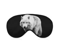 White Wolf Sleep Mask Blindfold Black Background Adjustable Super-Smooth Soft Eye Mask Cover for Men Women Travel and Nap