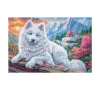White Wolf Snow Mountain Forest Wildlife Wild Nature 1000 Piece Jigsaw Puzzle for Adults Teens Study Room Decor Focus Training Vibrant Colours Great Gift for Scholars 1000 PCS