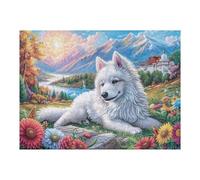 White Wolf Snow Mountain Forest Wildlife Wild Nature 500 Piece Jigsaw Puzzle for Adults Teens Jigsaw Office Stress Buster Whimsical Design Thoughtful Birthday Present Creative Home 500 PCS
