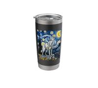 White Wolf Starry Night - Funny Van Gogh Painting Wolf Stainless Steel Insulated Tumbler