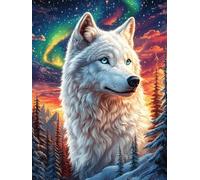 White Wolf Under The Northern Lights 1000 Pieces Set Classic Jigsaw Puzzle Scenery Science Fiction Couple Puzzle Partners Logic Skill Wall Decor Easter New Year Gift Eco-friendly Recycled Cardboard 1