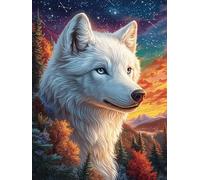 White Wolf Under The Sunset 300 Piece Jigsaw Puzzle for Adults Wildlife Plant Jigsaw Essential Parent Activity Family Game Vibrant Fun Ideal 300 PCS