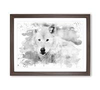 White Wolf Vol.2 V4 Modern Framed Wall Art Print, Ready to Hang Picture for Living Room Bedroom Home Office Décor, Walnut A2 (64 x 46 cm)