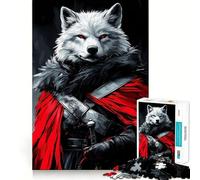 White Wolf Warrior Animal 1000 Piece Adult Puzzles Logic Puzzle Play Precision Cut Smooth Edges for Family Gatherings (50x75cm)