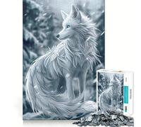 White Wolf Winter Guardian Jigsaw 1000 Pieces Memory Skill Fun Smooth Edge Perfect Interlock Fun-filled Way to Fill Empty Hours (38x26cm)