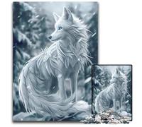 White Wolf Winter Guardian Jigsaw Puzzles for Adults 1000 Piece Wooden Jigsaw Puzzles Brain Teaser Game for Teenagers Perfect 1000 PCS(38x26cm)