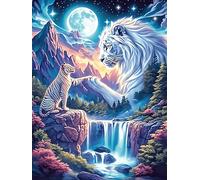 White Wolf with Cub Under The Moon 300 Piece Jigsaw Puzzle for Adults Wildlife Pet Sick Day Activity Gentle Distraction No Dust Pieces Great Gift for Get Well Soon 300 PCS