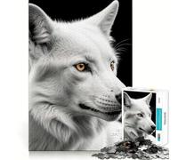 White Wolf with Golden Eye Jigsaw Puzzle 1000 Think Boost Game Tight Lock No Loose Pieces Interactive Brain Challenge for Home (38x26cm)