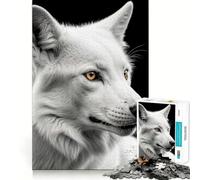 White Wolf with Golden Eye Jigsaws for Adults1000 Pieces Brain Memory Game Fine Cut Premium Finishing Engaging Way to Pass Free Hours (50x75cm)