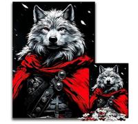 White Wolf with Red Cape 1000Piece Jigsaw Puzzle Wooden Puzzles for Teenager & Families Perfect DIY Decor & BrainTeasing Challenge 1000 PCS(38x26cm)