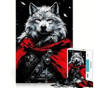 White Wolf with Red Cape Adults 1000 Piece Jigsaw Puzzle Memory Fun Game Clean Cut Sturdy Components Unique Gift for Stress Relief (50x75cm)