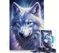 White Wolf with Snowflakes Jigsaw for Teenagers 1000 Pieces Mental Improve Play Uniform Size Precise Pieces Family Fun Night Activity (38x52cm)
