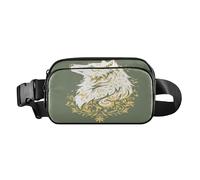 White Wolfs Fashionable Waist Bag Fanny Pack for Men Women Mini Crossbody Passport Bag with Adjustable Strap for Travel Gym Work, Aesthetic Fighting Fish, One Size