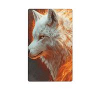 White Wolfs Fire Fantasy Single Toggle Blank Wall Plate Light Switch Cover Decorative 1 Gang for Kitchen Room Bathroom Size 11.4x7cm