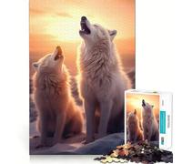White Wolves Howling Adults Puzzles 1000 Piece Jigsaws Recall Skill Fun High Precision Die Cut Easy to Learn Family Enjoyment (38x52cm)