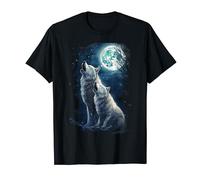 White Wolves Howling At Moon Vintage Wolf Lover T-Shirt