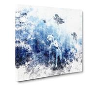 White Wolves in the Forest Watercolour Modern Canvas Wall Art Print Ready to Hang, Framed Picture for Living Room Bedroom Home Office Décor, 14x14 Inch (35x35 cm)