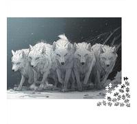 White Wolves Pack 1000-Piece Puzzle for Adults, 70x50cm/1000pcs, Smooth White Cardboard Pieces; Tabletop Time to Share with Good Company