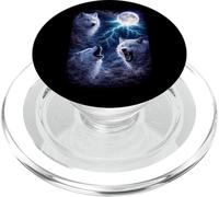 White Wolves Under the Full Moon Vintage Fantasy Lightning PopSockets PopGrip for MagSafe