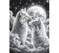 White Wolves Under The Moon 1000 Piece Jigsaw Puzzle for Adults Wildlife Pet Lunch Break Activity Quick Escape No Duplicate Pieces for Busy Professionals 1000 PCS