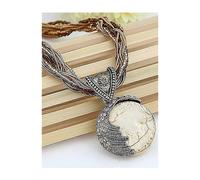 (White) Women's Bohemian Necklace Vintage Sweater Chain Ethnic Style Rice Beads Woven Archaistic Outdoor Geometry Necklace-happygo